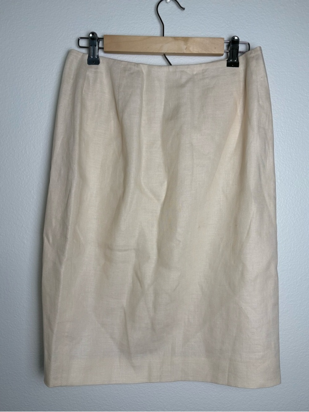 Valerie Stevens 100% Linen Cream Pencil Skirt Size 8